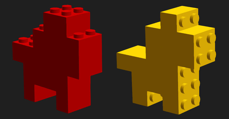 The choice of a more beautiful doggie from the blocks LEGO